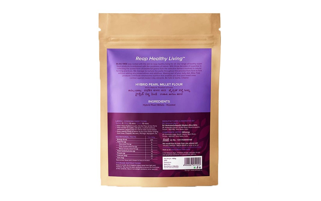 Bliss Tree Festive Flour Hybrid Pearl Millet   Pack  400 grams